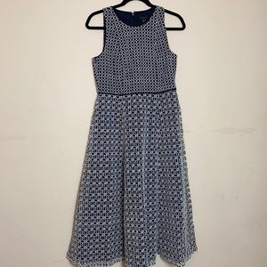 Ann Taylor Navy Blue and White overlay dress.